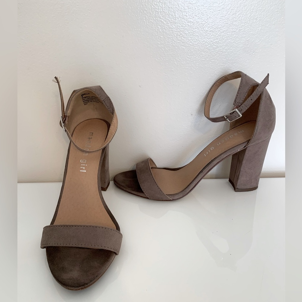 Taupe strapped heeled sandals